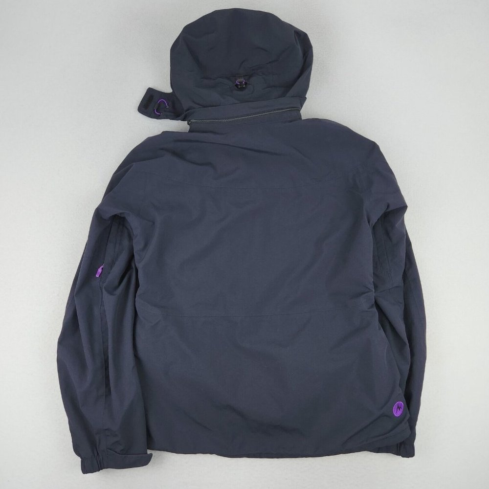 Marmot Jacket Women Medium Black Purple Membrain Rain Hooded Lightweight Outdoor - Picture 12 of 13